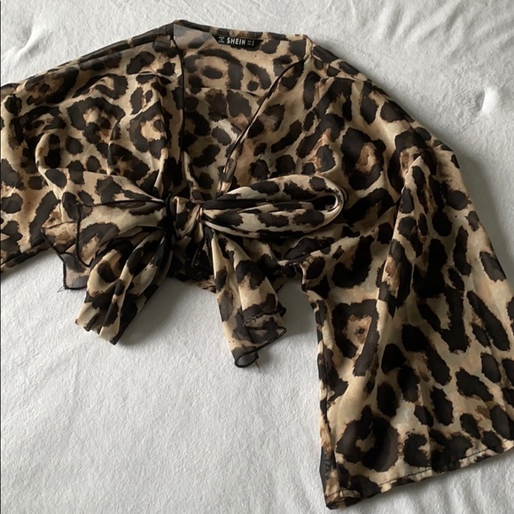 Shein Leopard Wrap Top - Picture 3 of 4